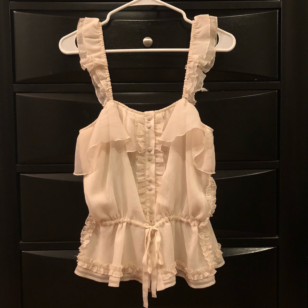 Tularosa Ruffle Tunnel Waist Tie Tank Top